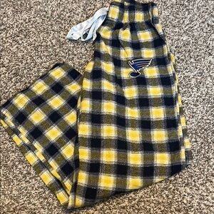 STL Blues Yellow & Black Checkered Pajama Bottoms – Soft & Cozy – Size Small